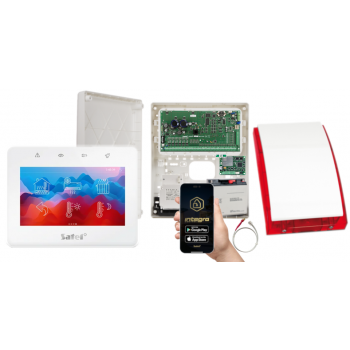 ZESTAW ALARMOWY SATEL INTEGRA 256 PLUS  + INT-TSG2-W + OPU-3P + AWT800 + 17Ah + INT-GSM LTE + SP-4001R